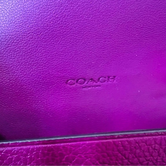 Coach Magenta Leather Crossbody Bag with Gold Chain.# F2354 - Picture 5 of 7